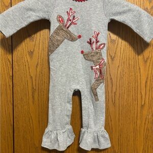 Mud Pie Gray Reindeer Jumpsuit